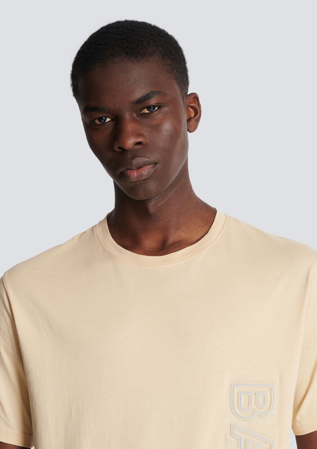 Shop Balmain Embossed T-shirt In Nude