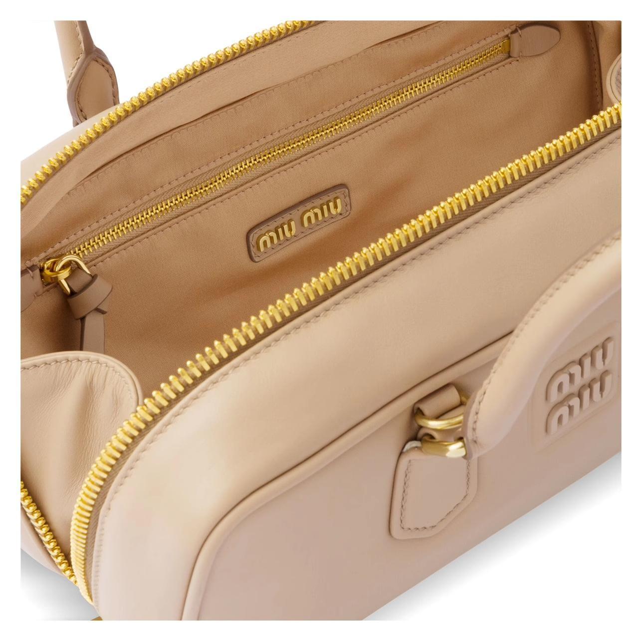 Miu Miu Logo Plaque Mini Bag In Nude