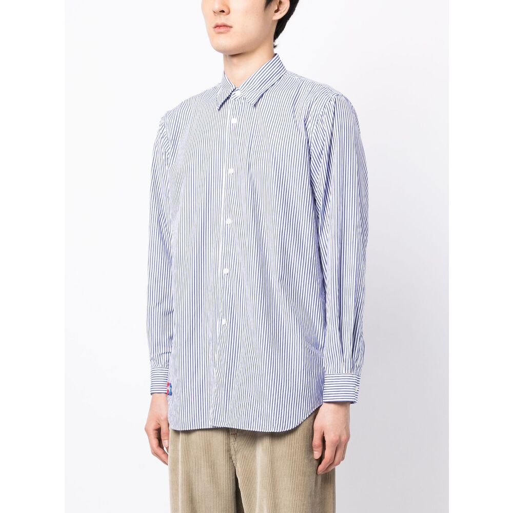 Comme Des Garçons Play Lapel Long-sleeved Shirt In Blue