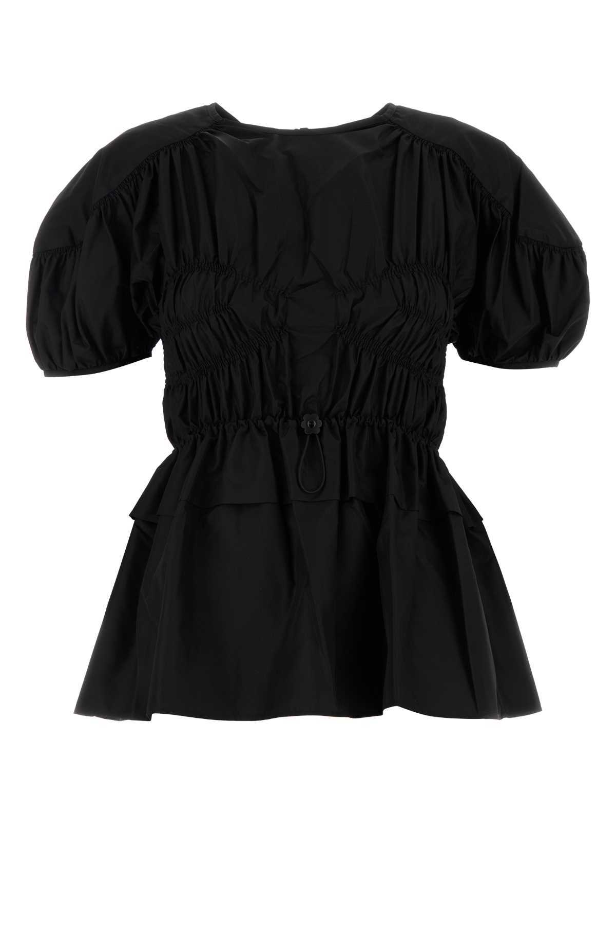 Cecilie Bahnsen Tech Fabric Brooklyn Top With Button Detail In Black