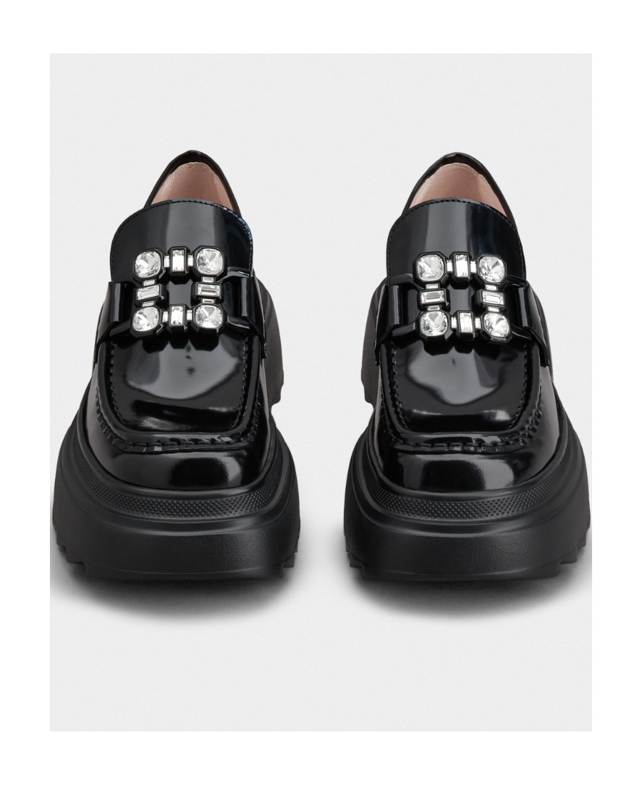 Shop Roger Vivier Logo Thick Soled Loafers In Black