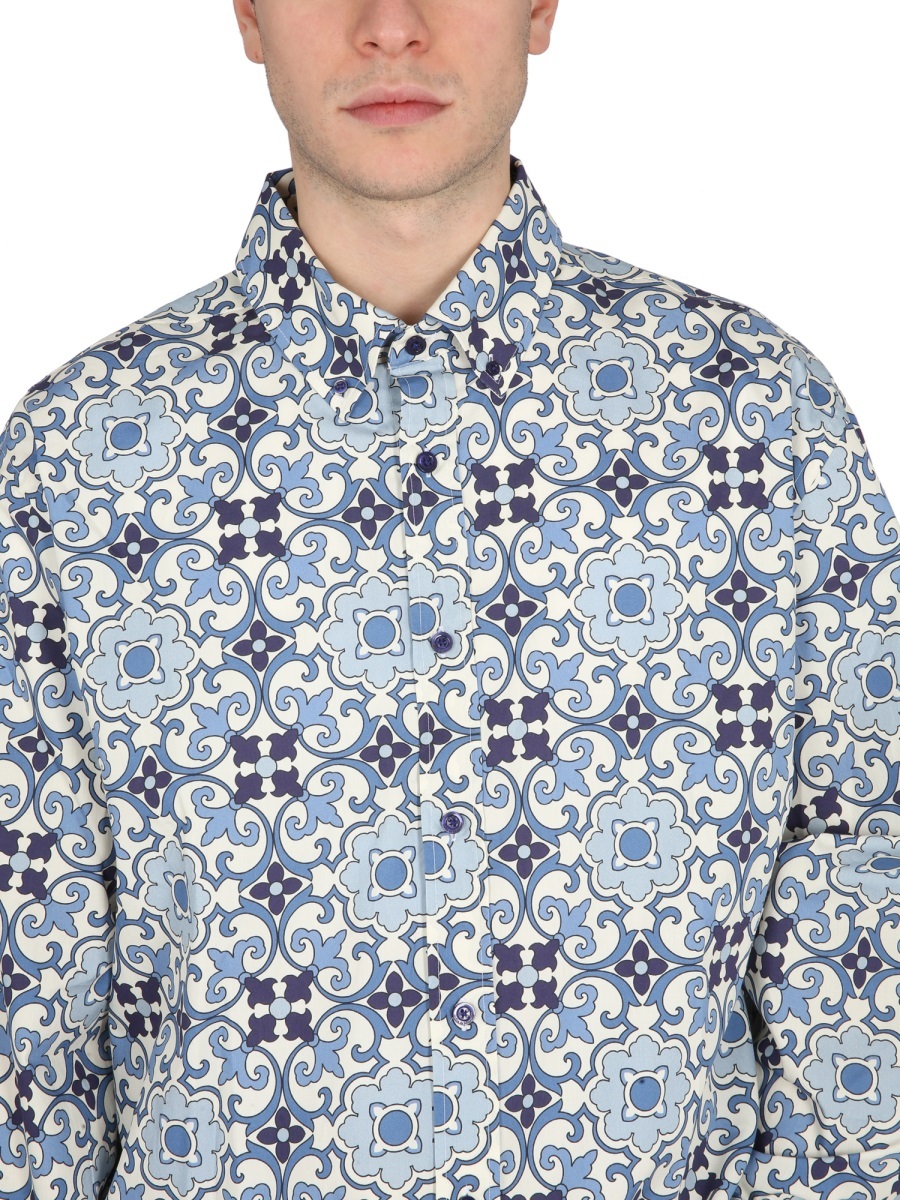 Drôle De Monsieur Printed Long-sleeved Shirt In White