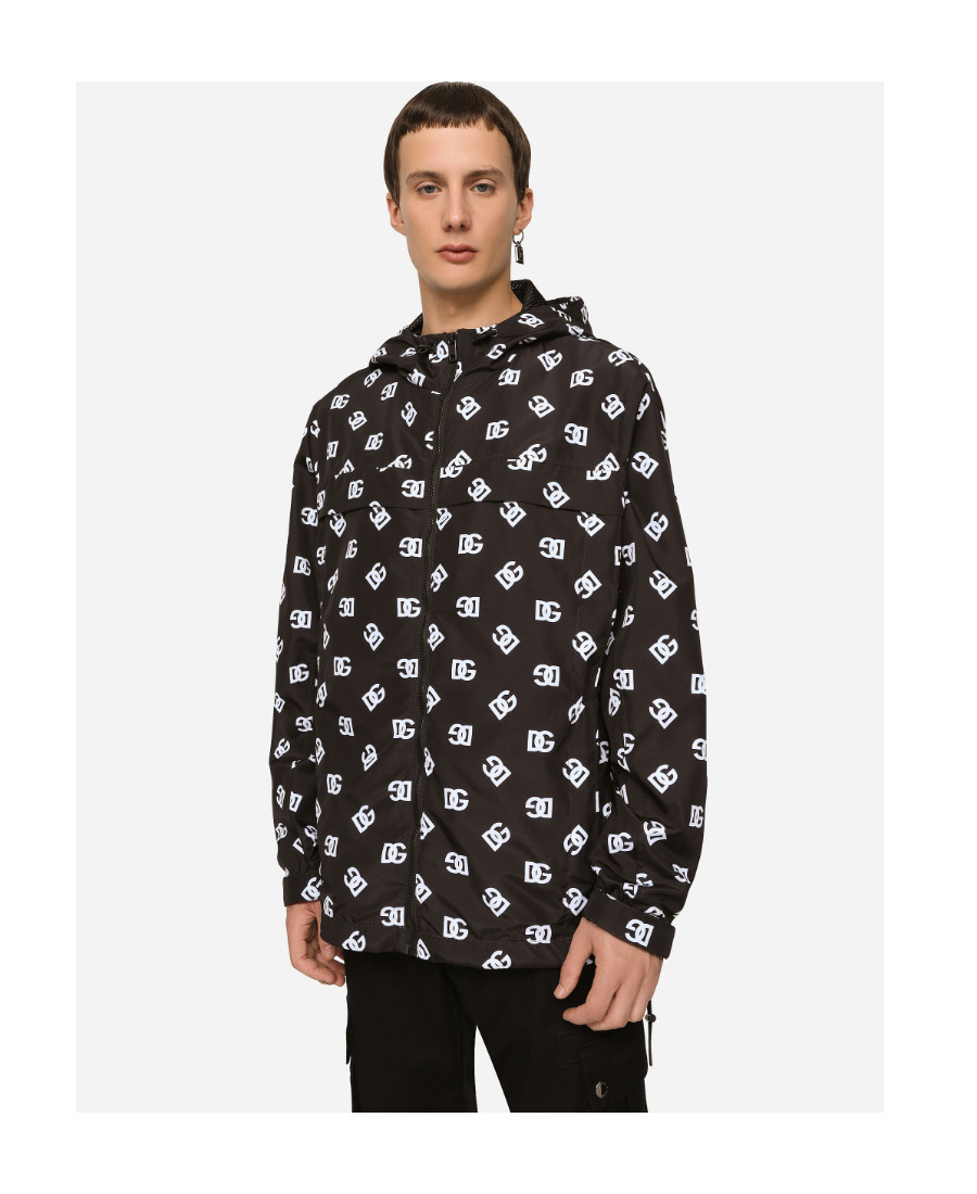 Dolce & Gabbana Monogram-print Zip-up Hoodie In Black
