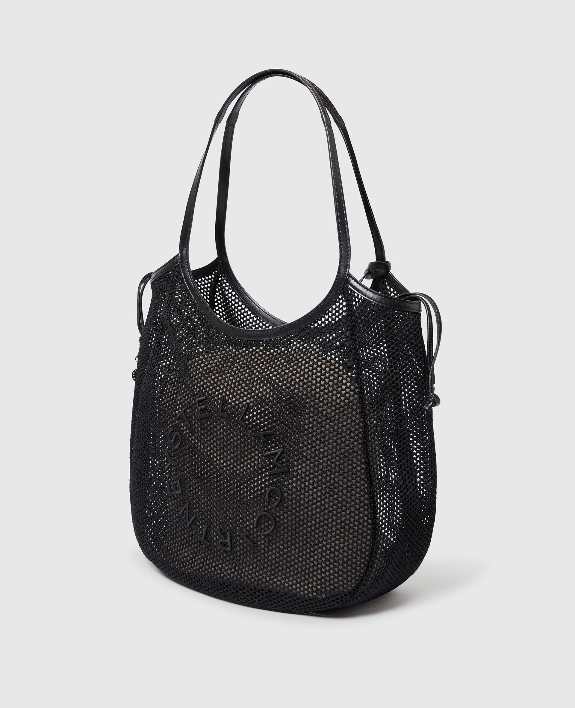 Stella Mccartney Logo Mesh Tote Bag In Black