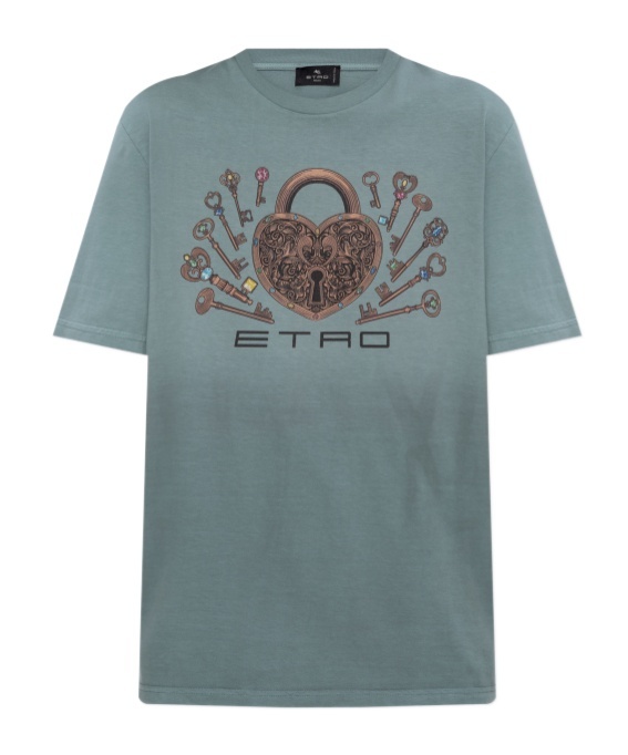Etro Short Sleeve T-shirt In Blue