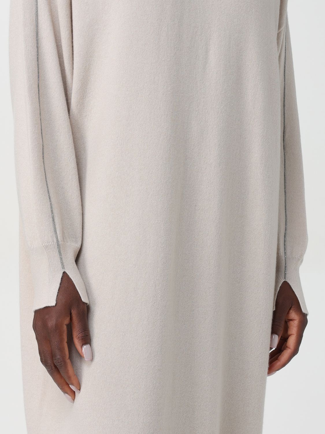 Brunello Cucinelli Long-sleeved Dress In Nude