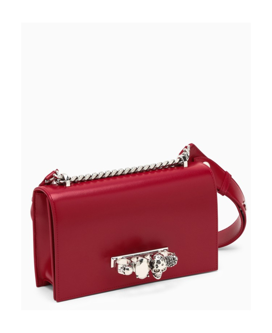 Alexander Mcqueen Jewelled Satchel Mini Shoulder Bag In Red