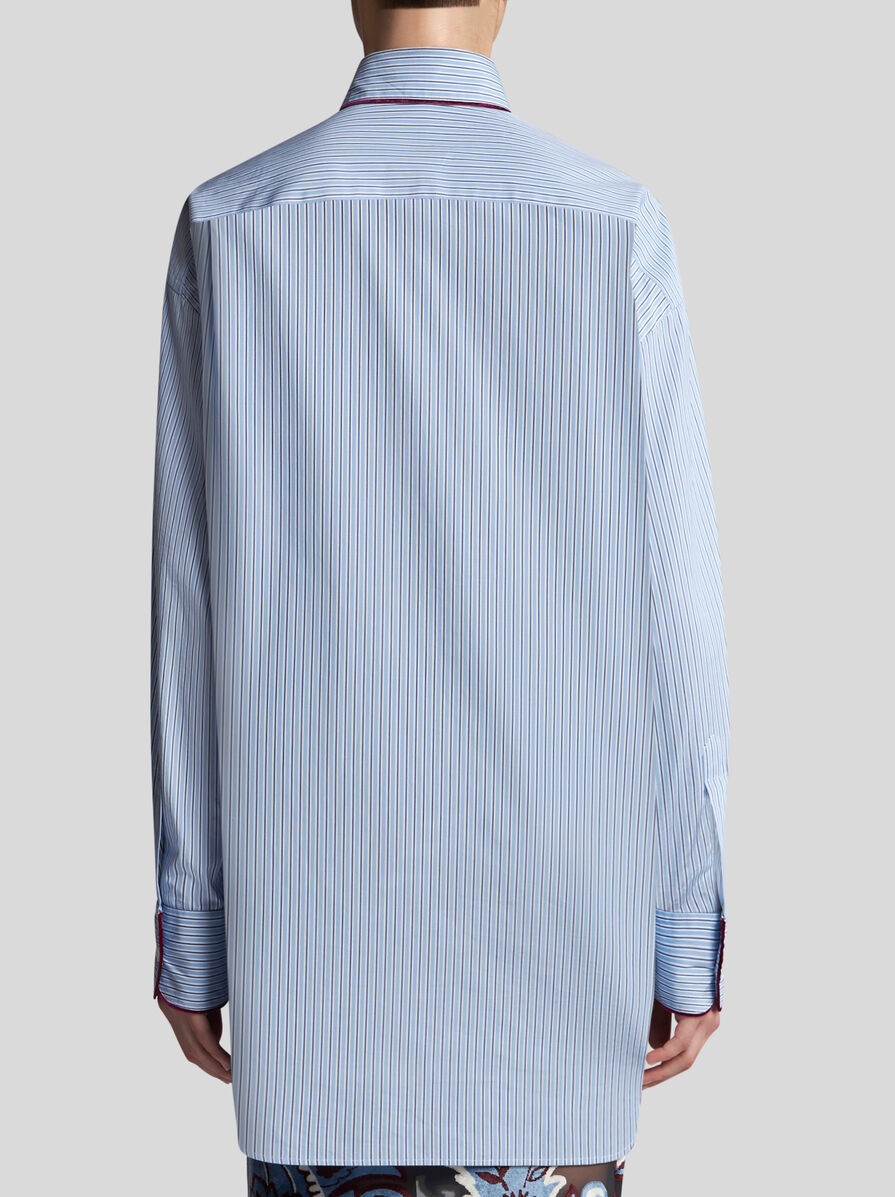 Etro Striped Long-sleeved Shirt In Blue