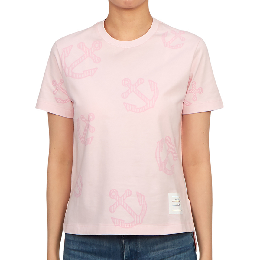 Thom Browne Anchor-print T-shirt In Pink