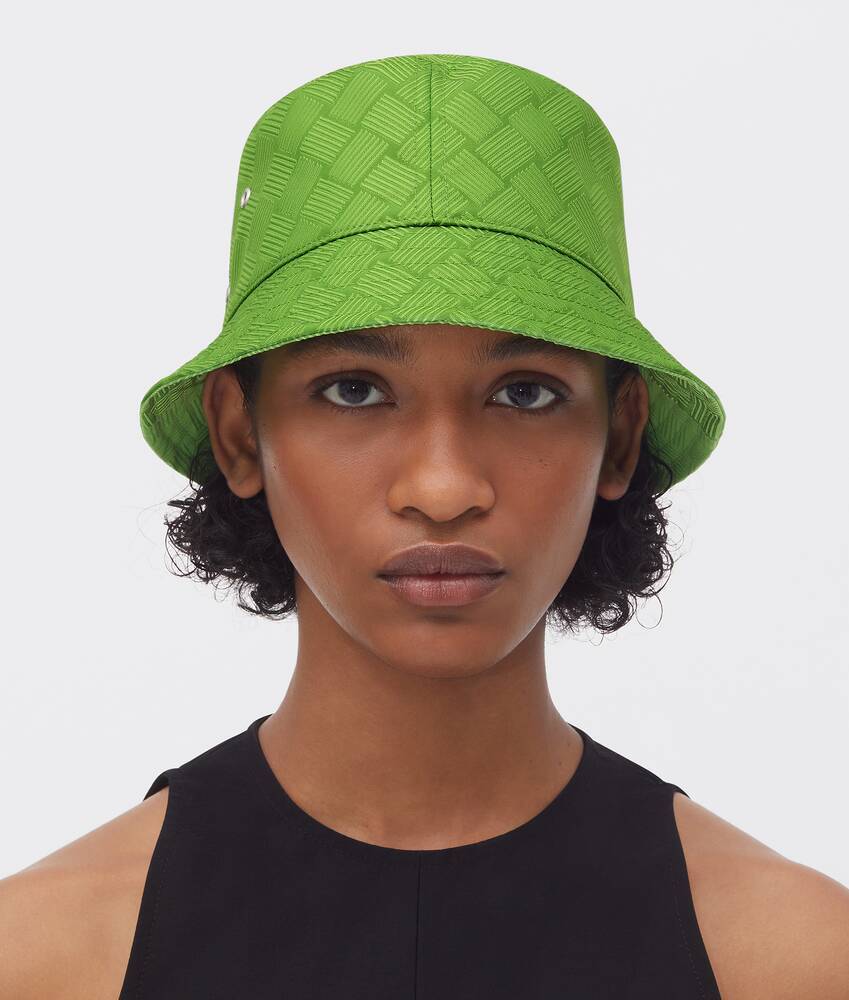 Bottega Veneta Jacquard Intreccio Pattern Hat In Green