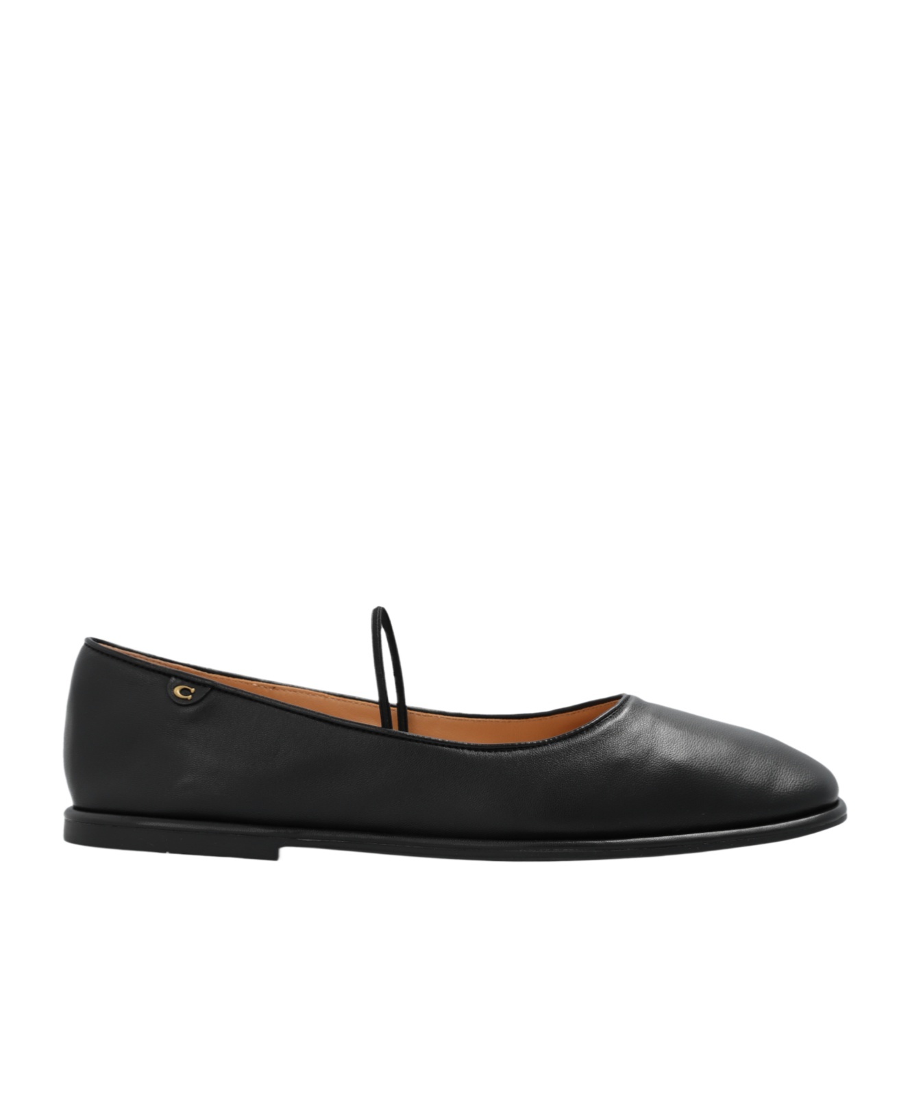 Shop Coach Emilia Leather Ballerina Shoes In Black