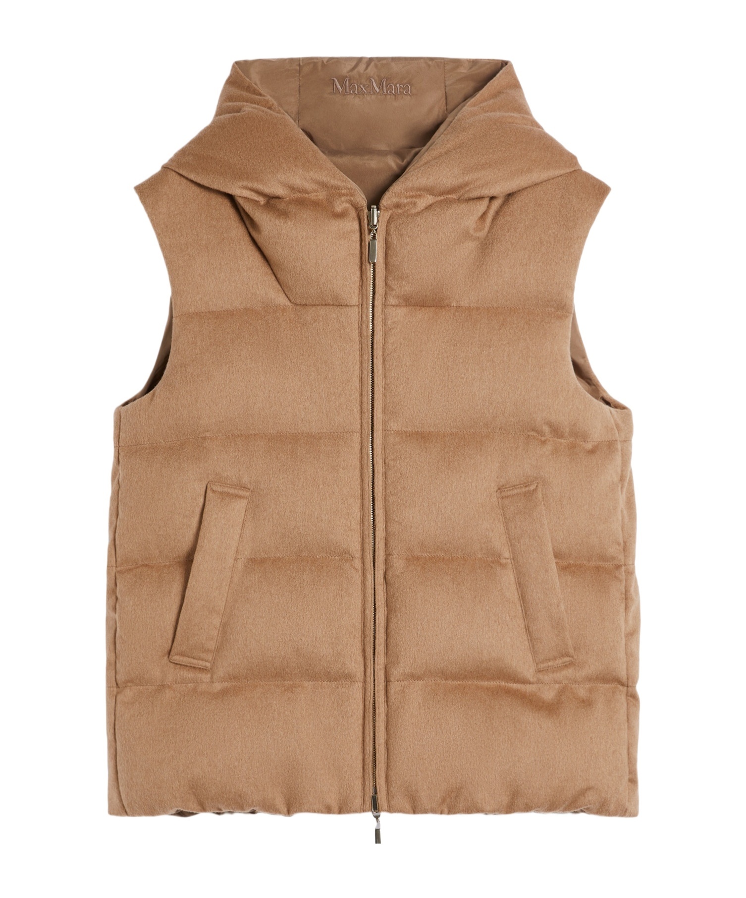 Max Mara Waterproof Taffeta Double-faced Quilted Vest In Brown