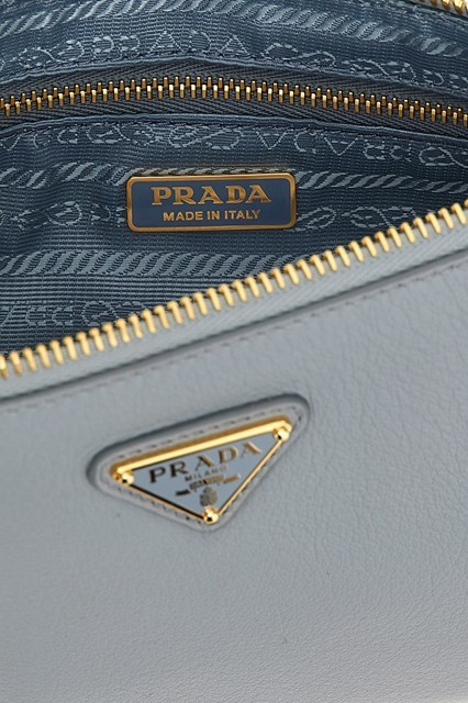 Prada Zippered Shoulder Bag In Gray