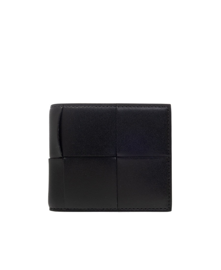 Bottega Veneta Bi-fold Intrecciato Wallet In Calf Leather In Black