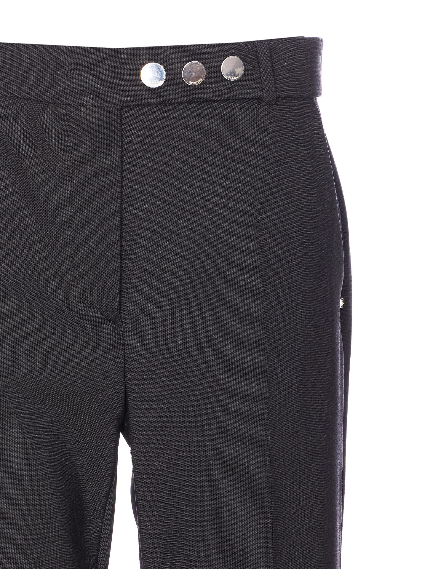 Sportmax Black Straight Trousers With Button Detail In Black