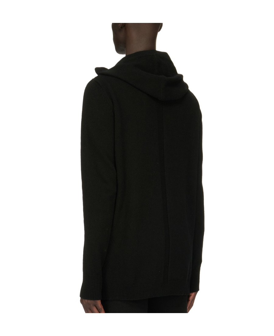 Rick Owens Cashmere Knitted Longline Hoodie In Black