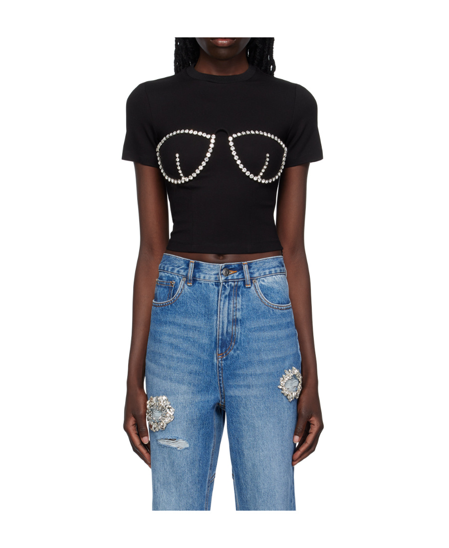 Shop Area Crystal T-shirt With Round Neck In Blue