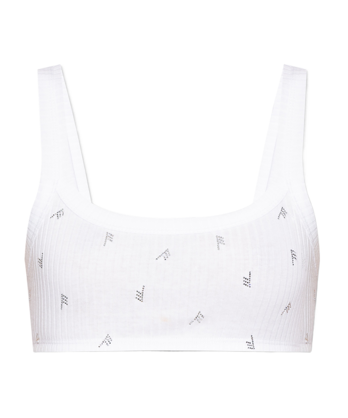 Attico Embellished Ribbed-knit Top In White