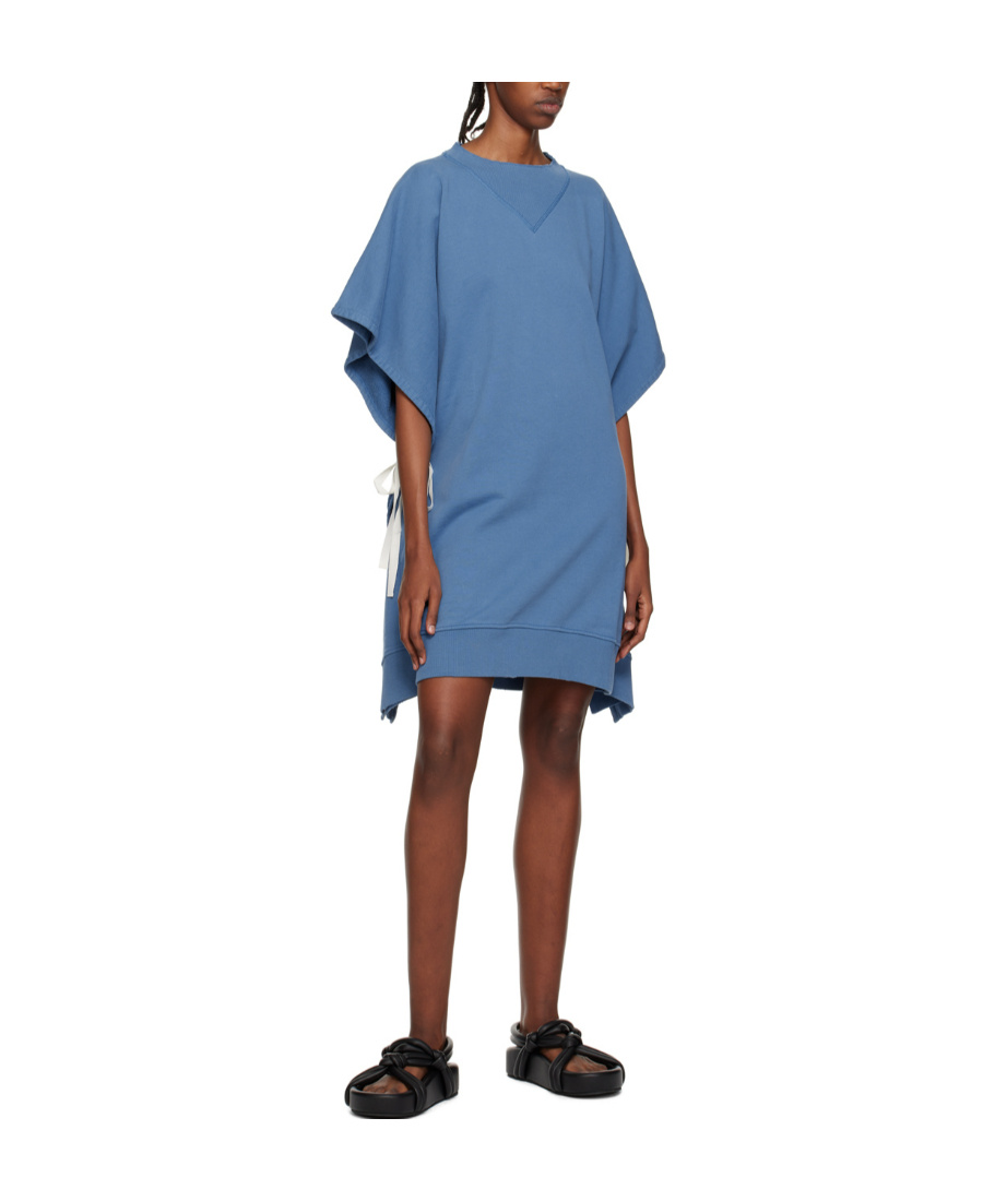Mm6 Maison Margiela Round Collar Dress With Slit In Blue