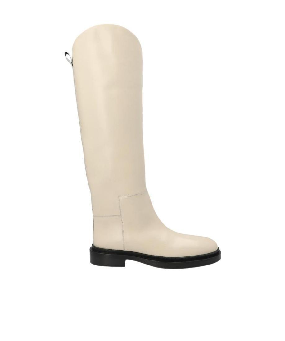 Jil Sander Off-white Riding Tall Boots In Nude