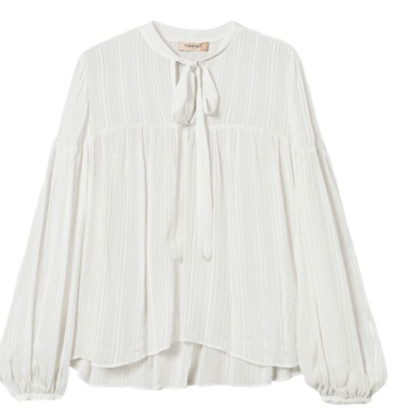 Shop Twinset Striped Jacquard Blouse