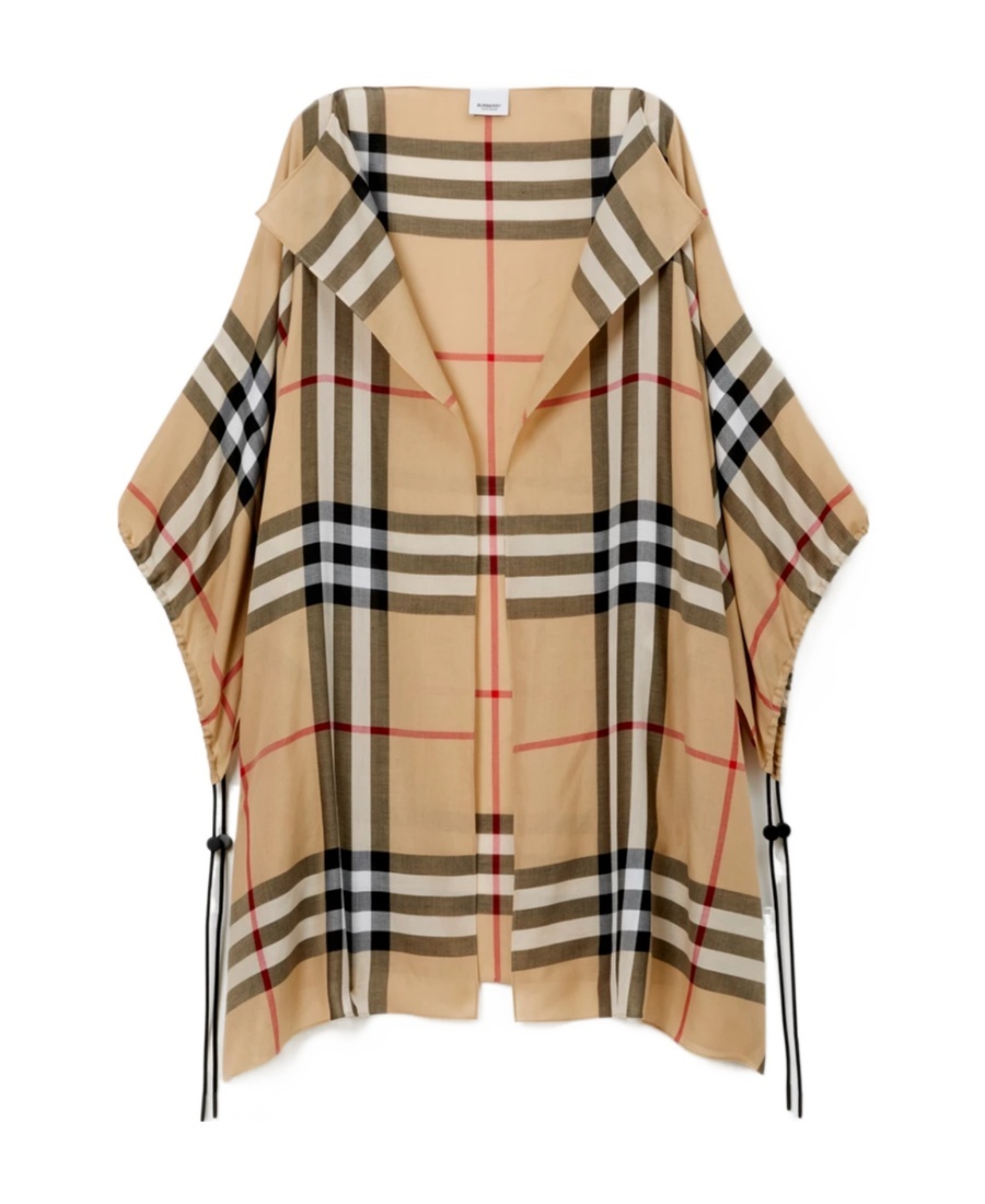 Burberry Check Cotton Cape In Nude