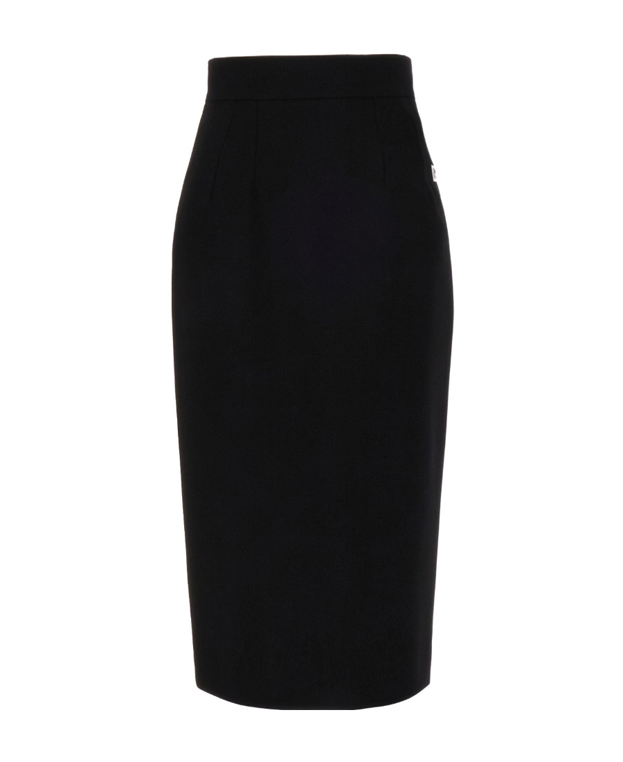 Shop Dolce & Gabbana Virgin Wool Pencil Midi Skirt In Black