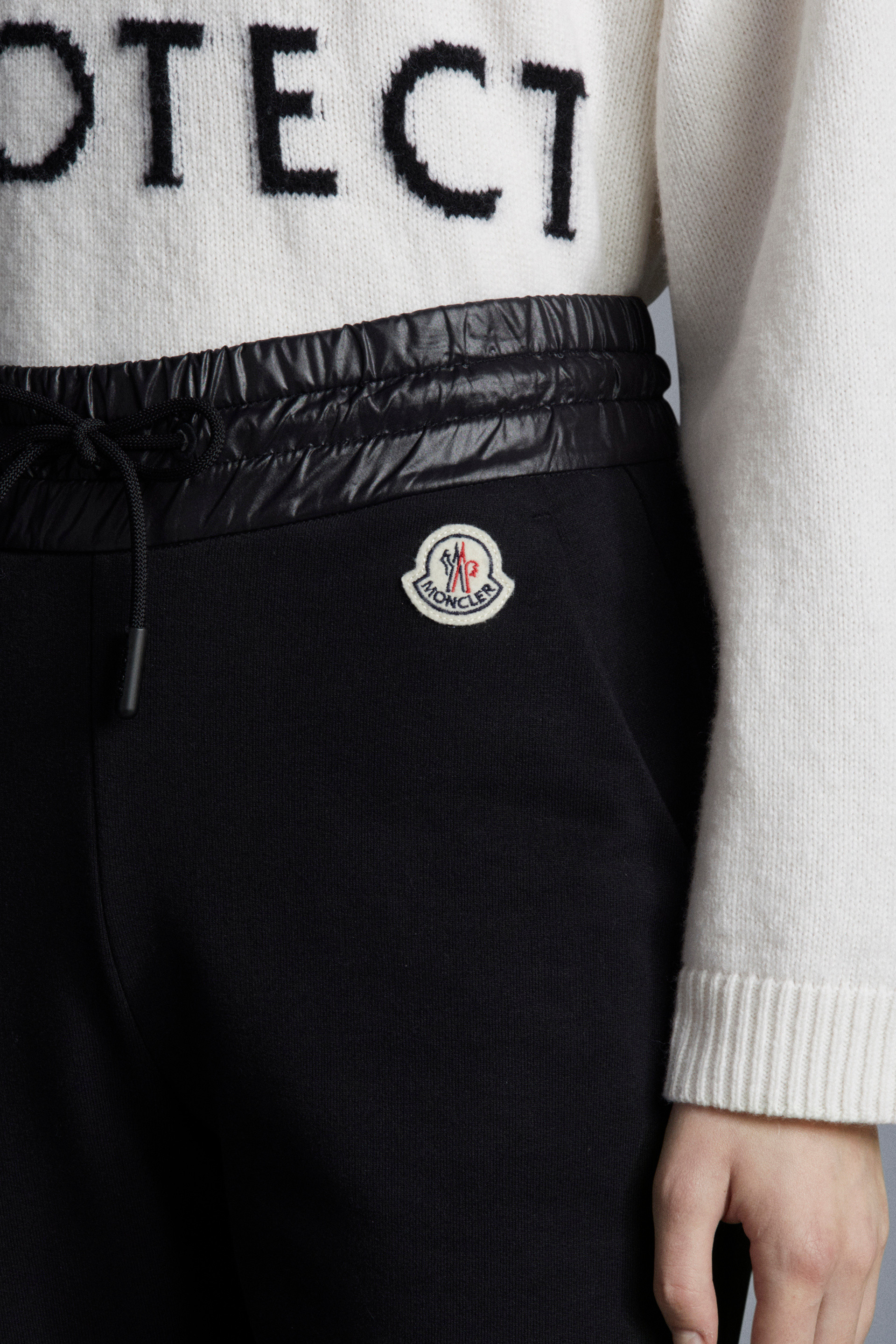 Moncler Born To Protect Logo-patch Trousers In Black