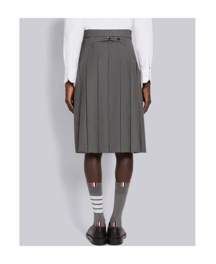 Thom Browne Asymmetric Hem Pleated Backstrap Skirt In Black