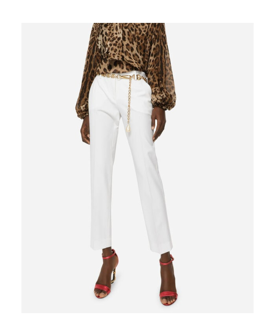 Dolce & Gabbana Silk Tailored Trousers In White