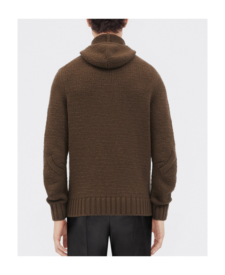 Bottega Veneta Hooded Knitted Jumper In Green