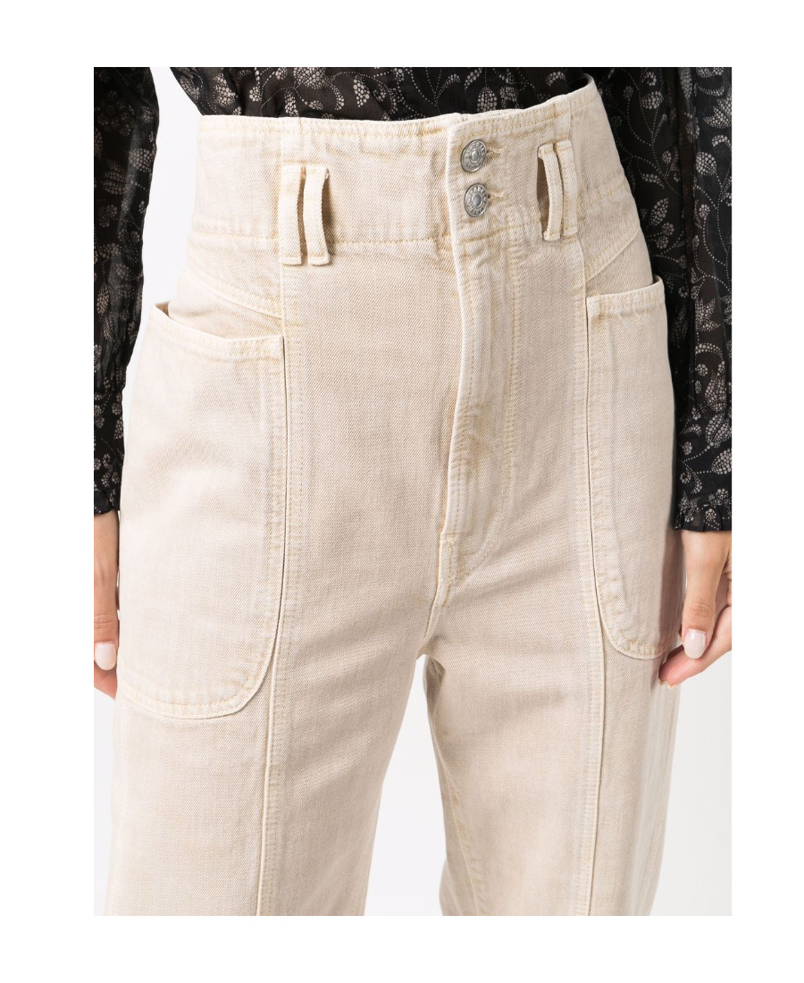 Shop Isabel Marant Étoile Color Stitching Jeans In Nude