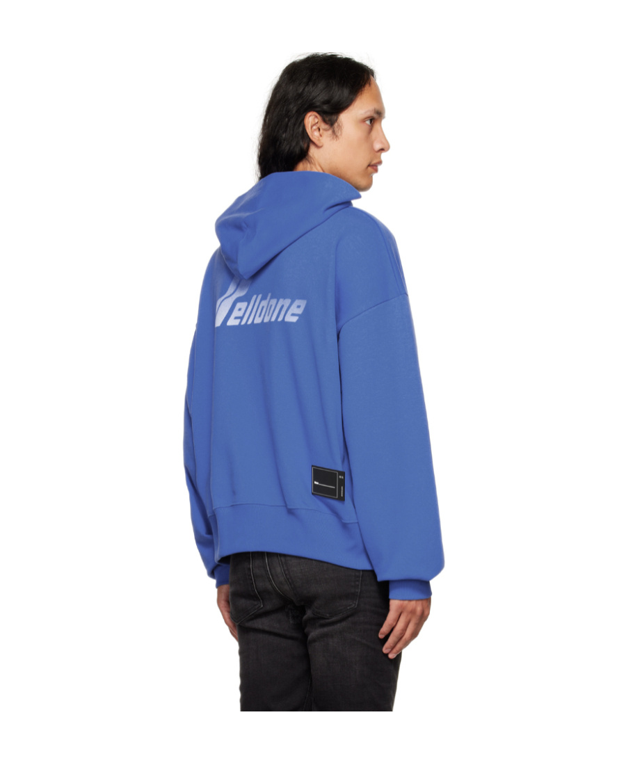 We11 Done Logo-print Cotton Hoodie In Blue