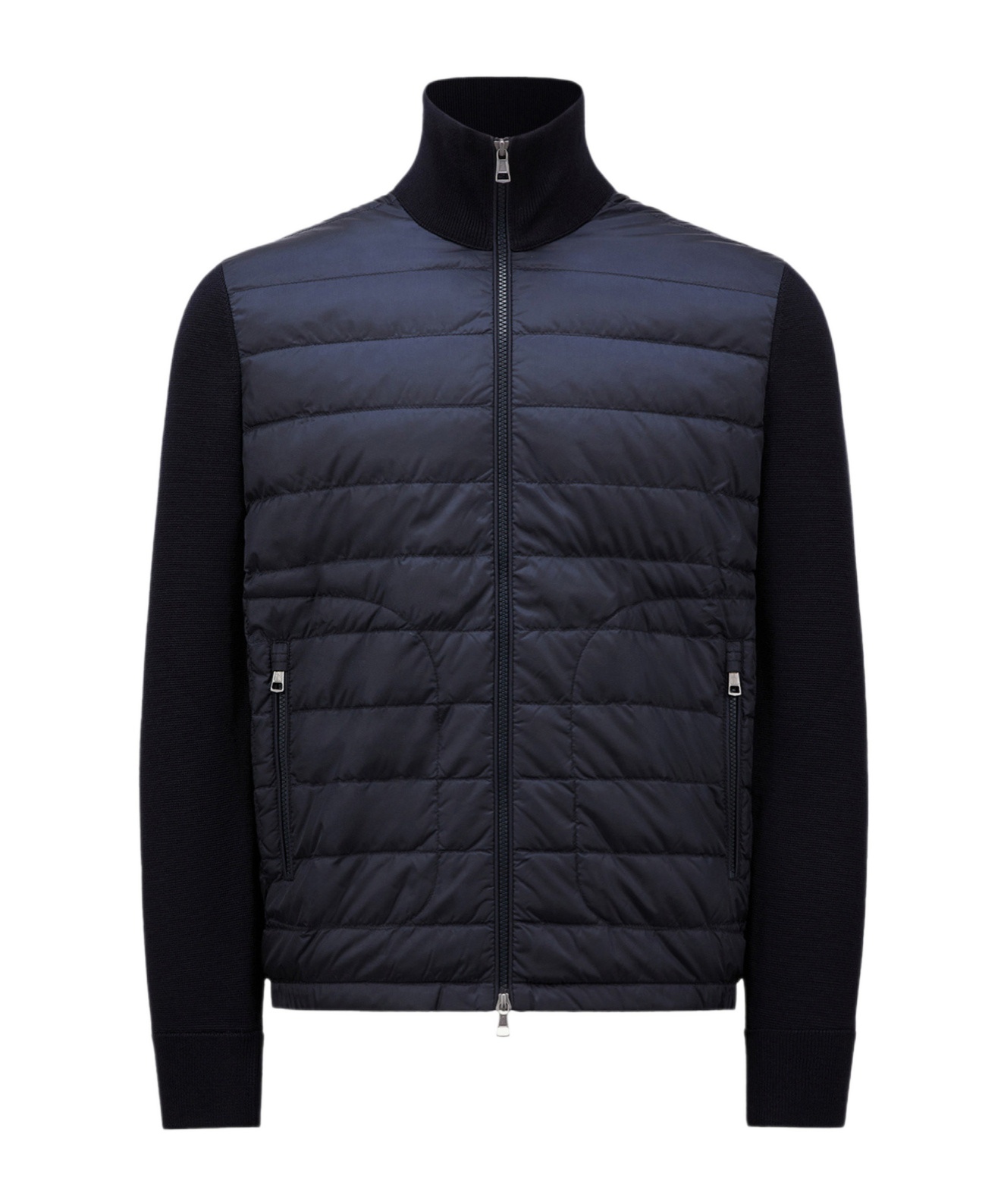 Moncler Nylon And Wool Padded Jacket In Black