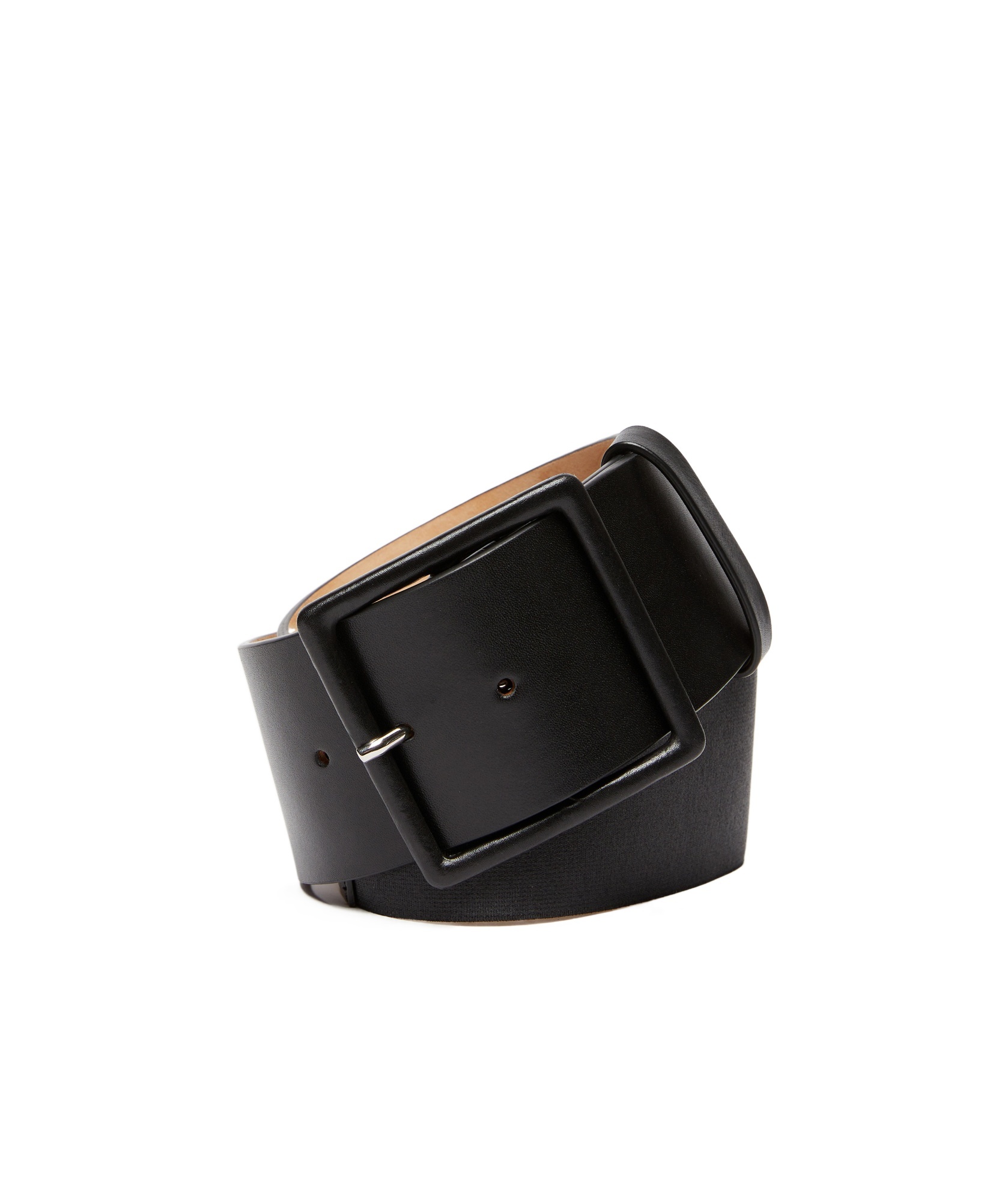 Max Mara Square Fork Buckle Belt In Black