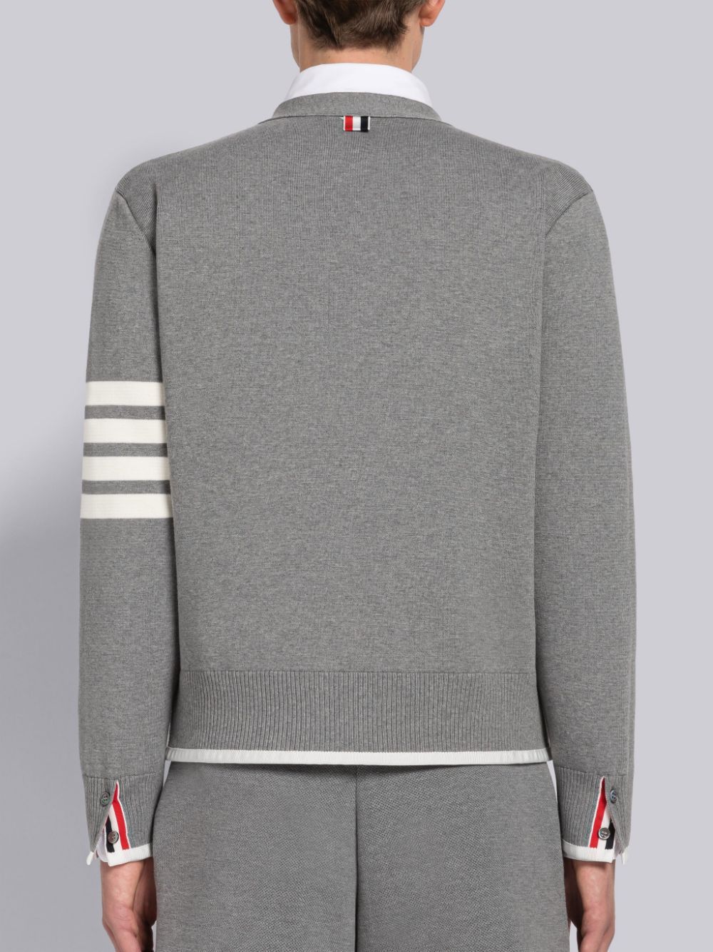 Thom Browne 4-bar Stripe Mini Cardigan In Gray