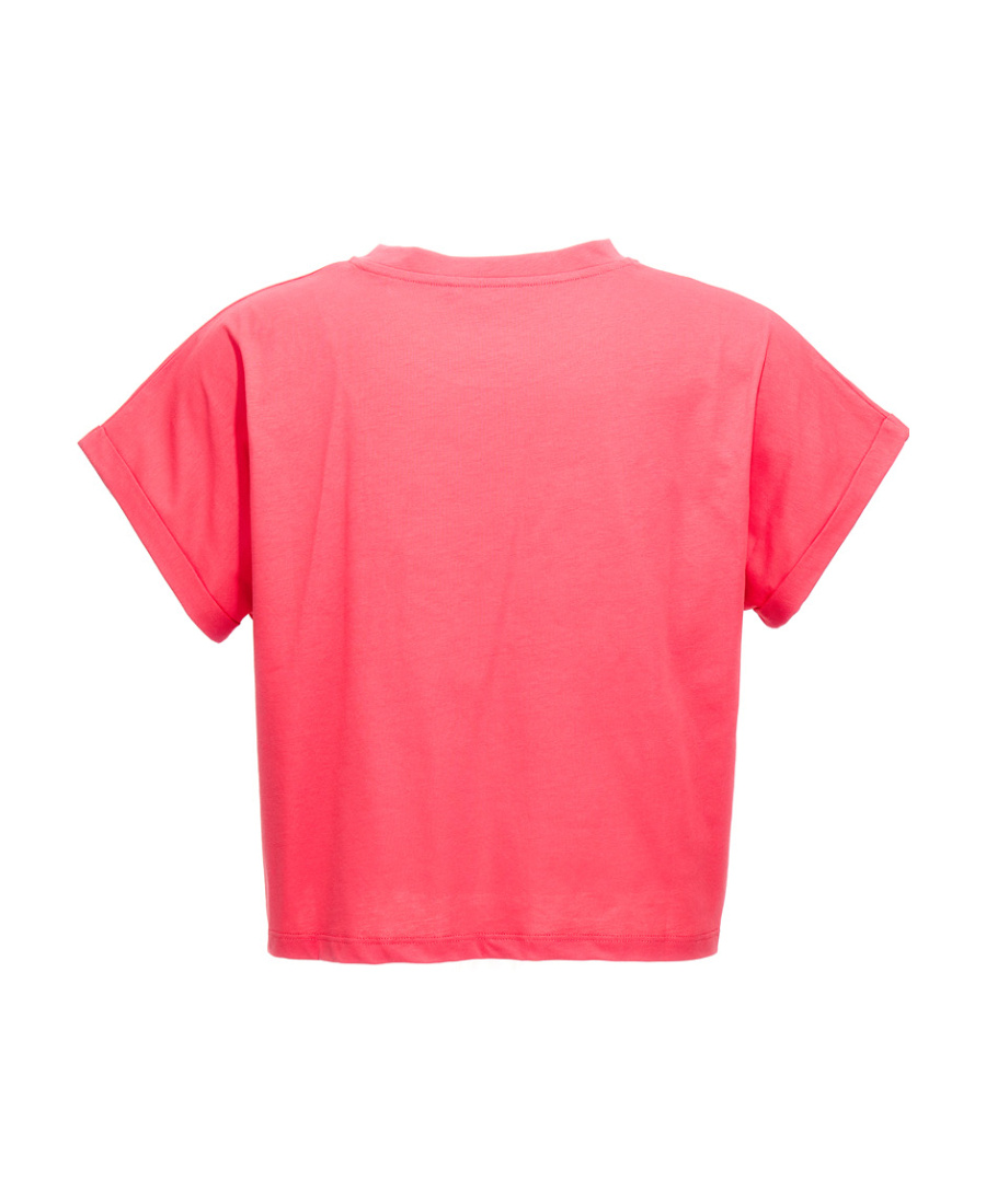 Shop Balmain Logo-print Cropped T-shirt In Pink