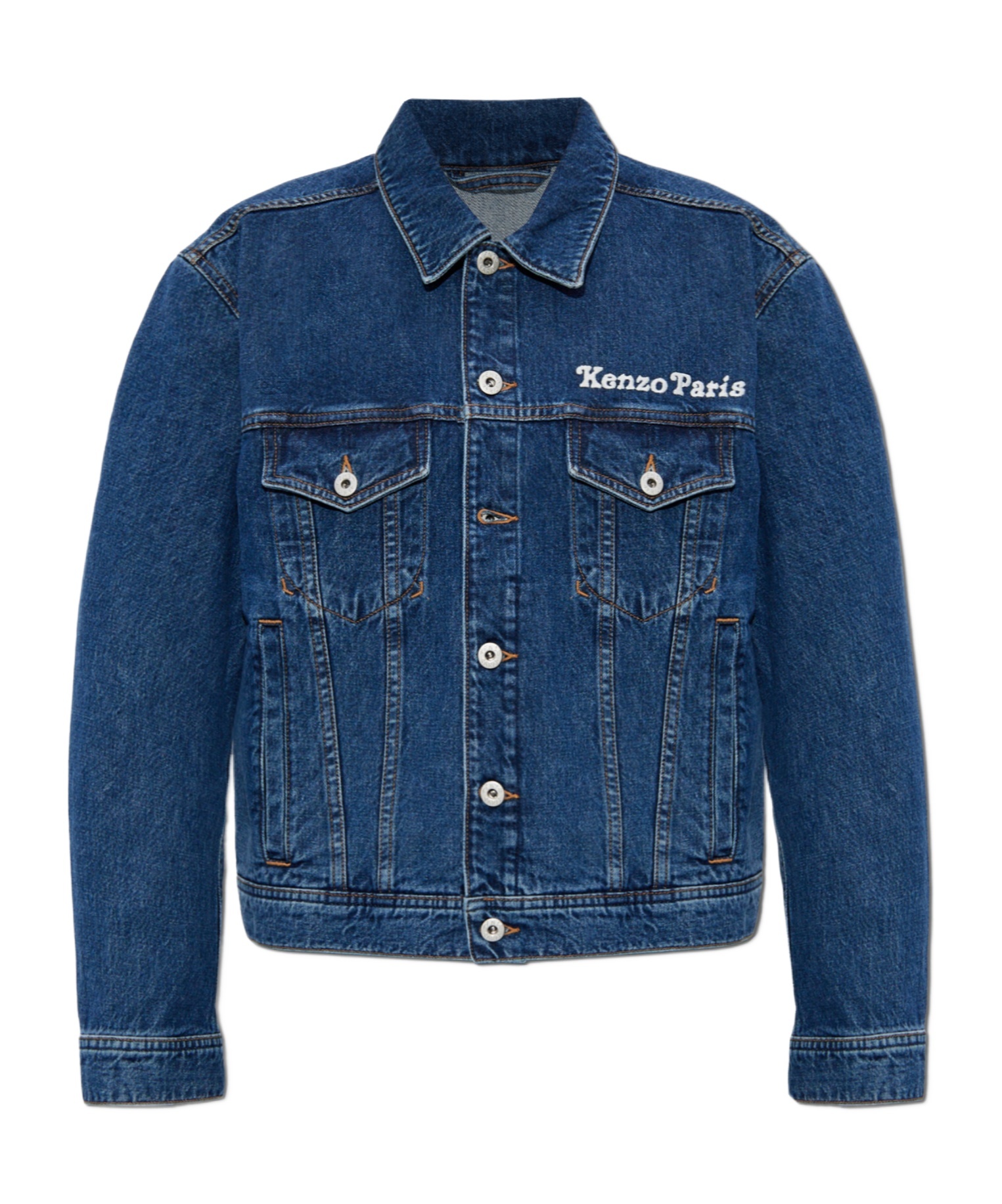 Kenzo Long-sleeved Denim Jacket In Blue