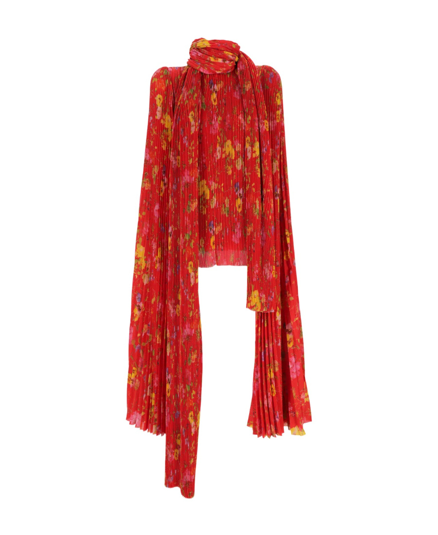 Balenciaga Red Pleated Blouse In Red