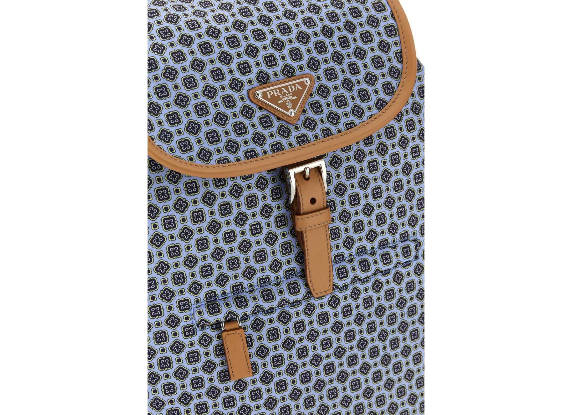 Prada Man Printed Re-nylon Backpack In Gray