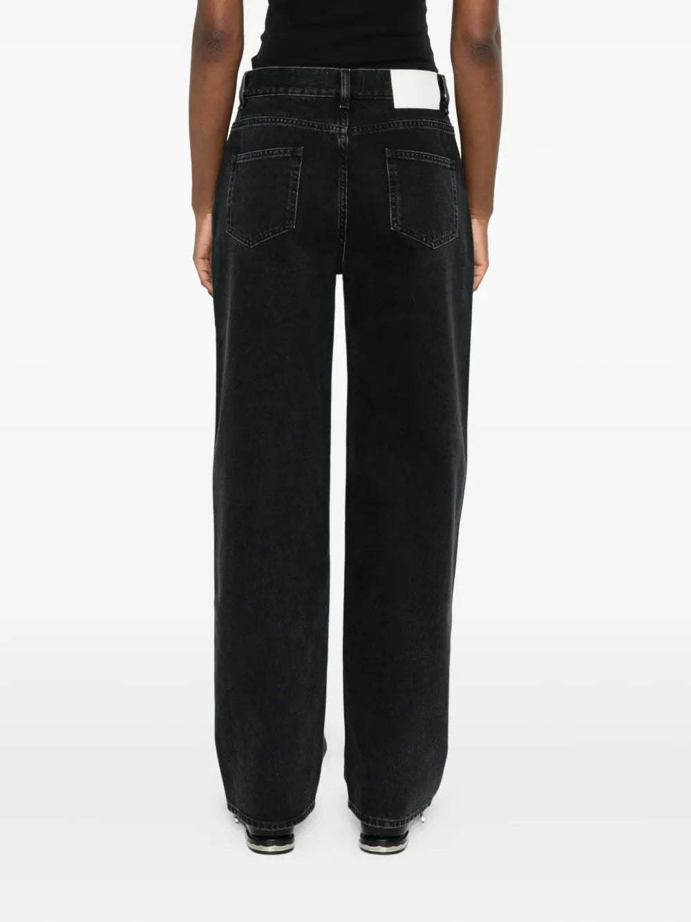 Loulou Studio Washed Grey Jeans With Five-pocket Styling And Raw Hem In Black