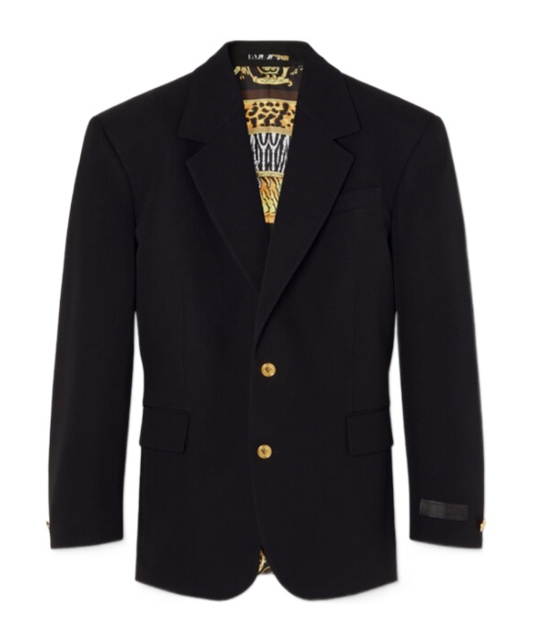 Versace Tailored Single Breasted Blazer With Notched Lapels In Black