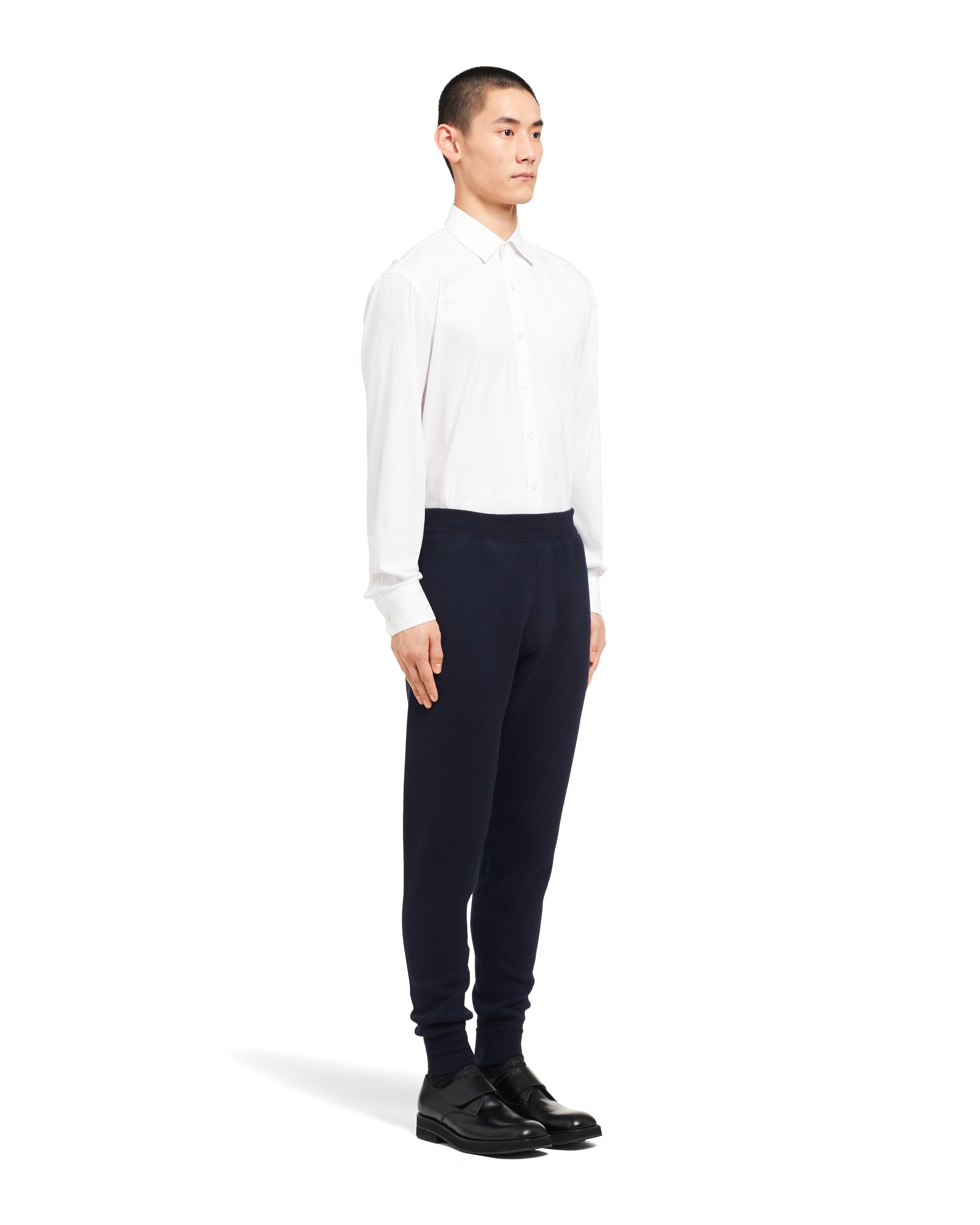 Prada Stretch Cashmere Blend Joggers For Men In Blue