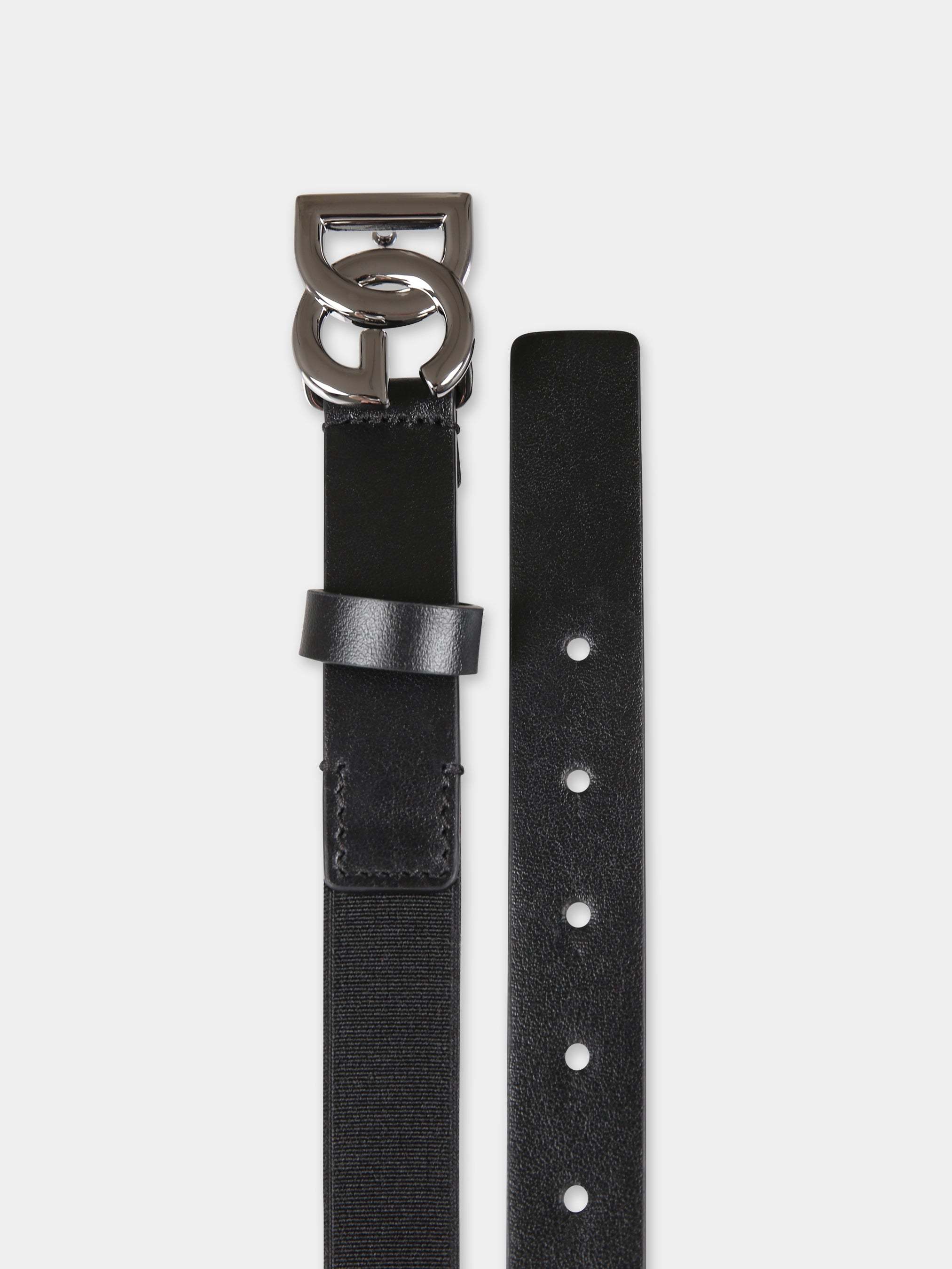 Dolce & Gabbana Dg Plaque Elasticated Belt In Black