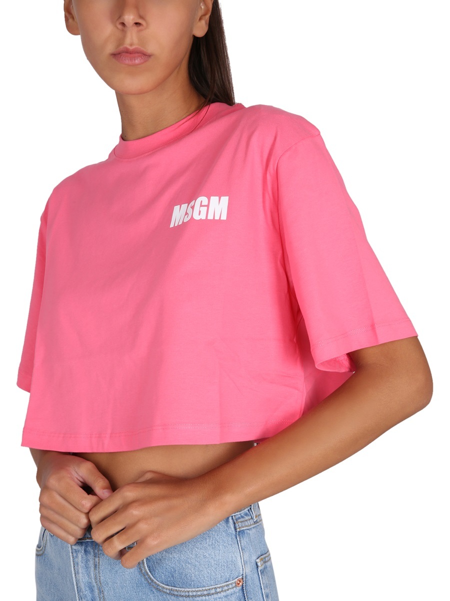 Msgm Logo Printed T-shirt In Pink
