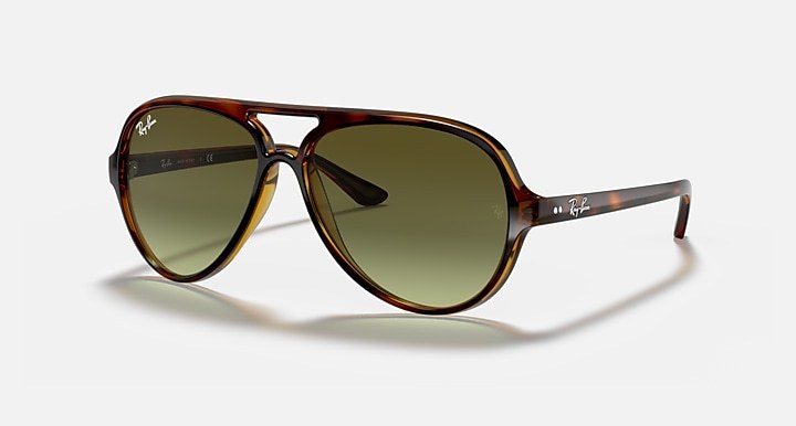 Ray Ban Cats 5000 Classic Sunglasses Tortoise Frame Green Lenses 59-13 In Green