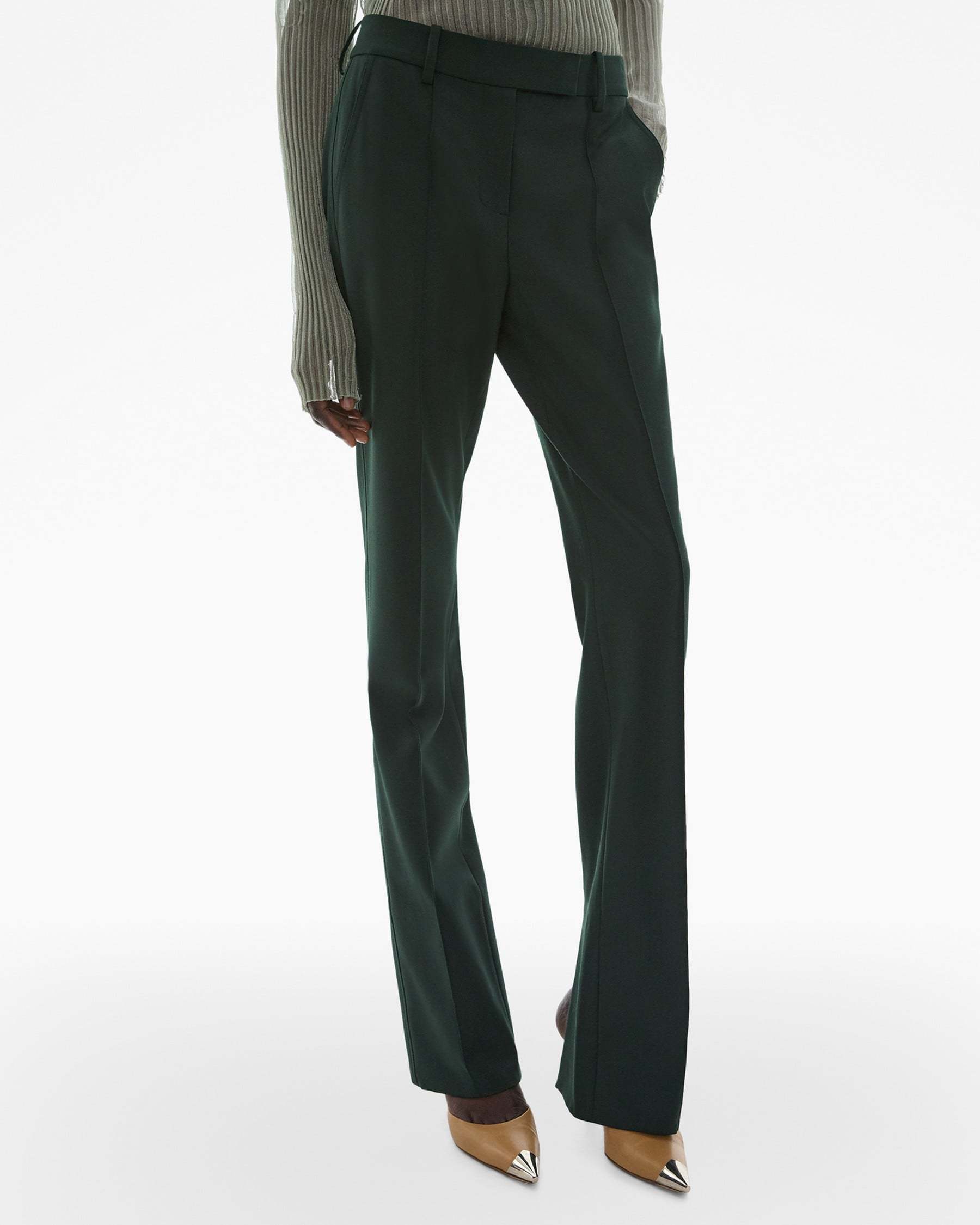 Shop Helmut Lang Mid-rise Straight-leg Trousers In Green