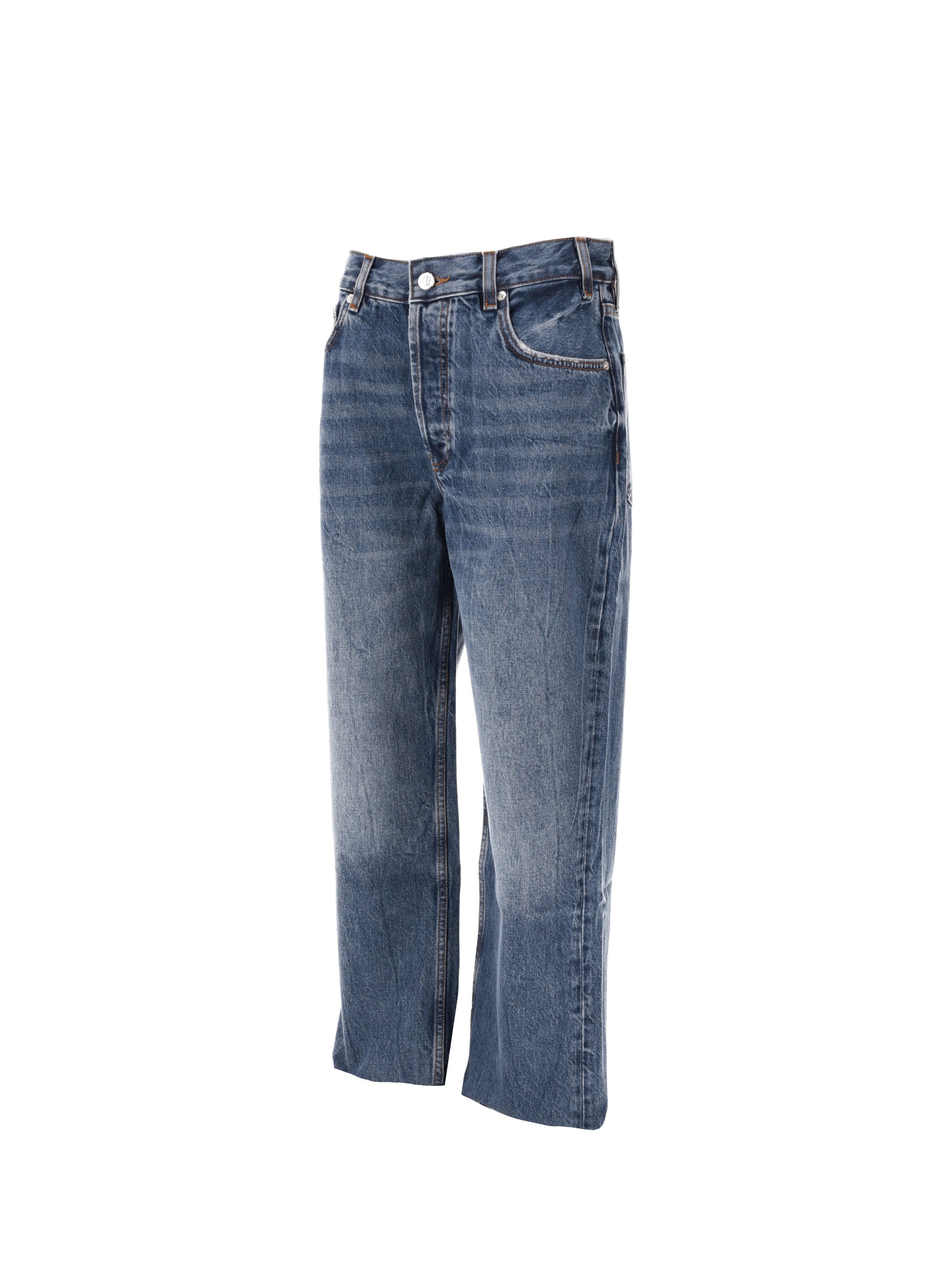 Anine Bing Faded Five-pocket Trousers Belt Loops In Blue