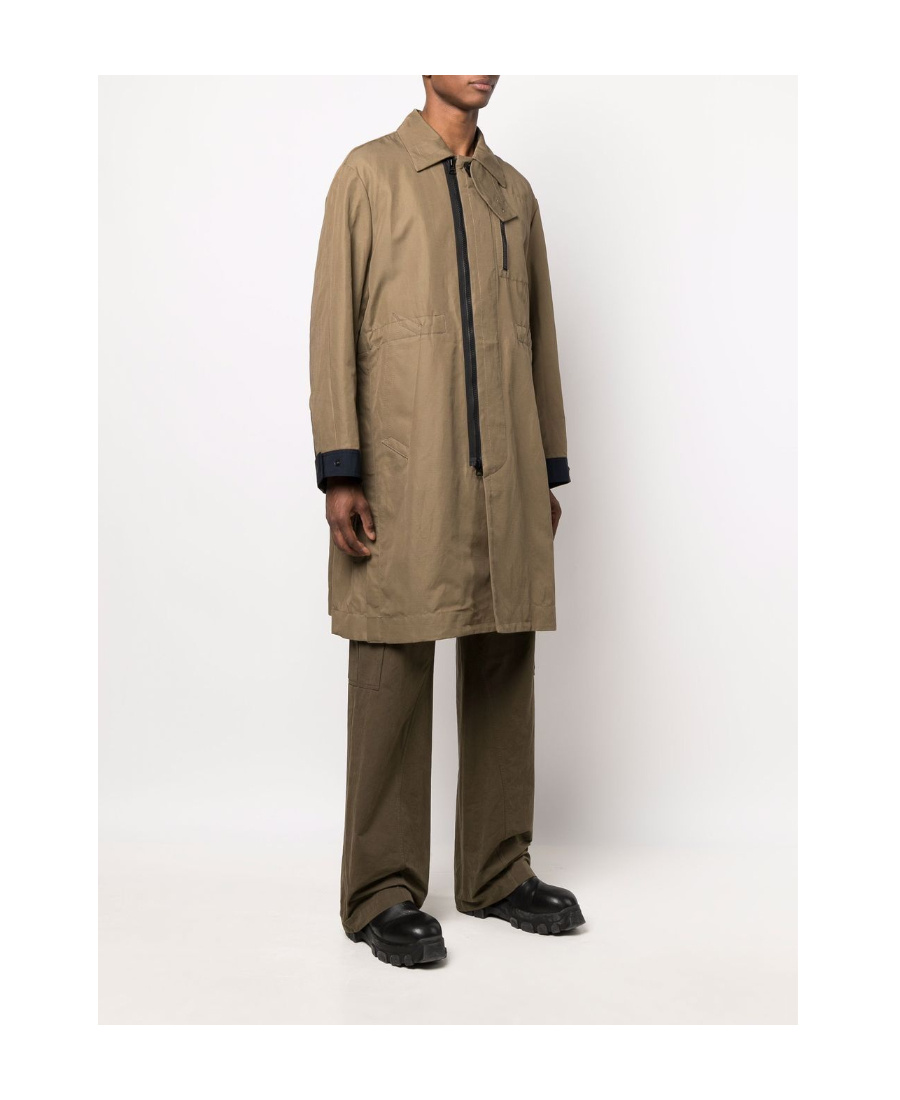 Sacai Long-sleeve Trench Coat In Brown