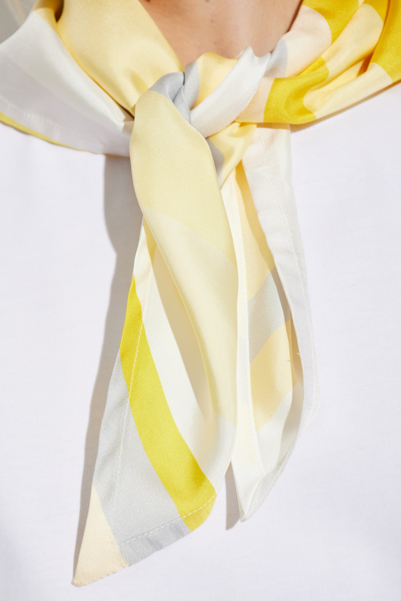 Bottega Veneta Women White T-shirt With Silk Scarf In White